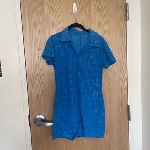 Short Sleeve Blue Detailed Romper / Short Jumpsuit - Size Small